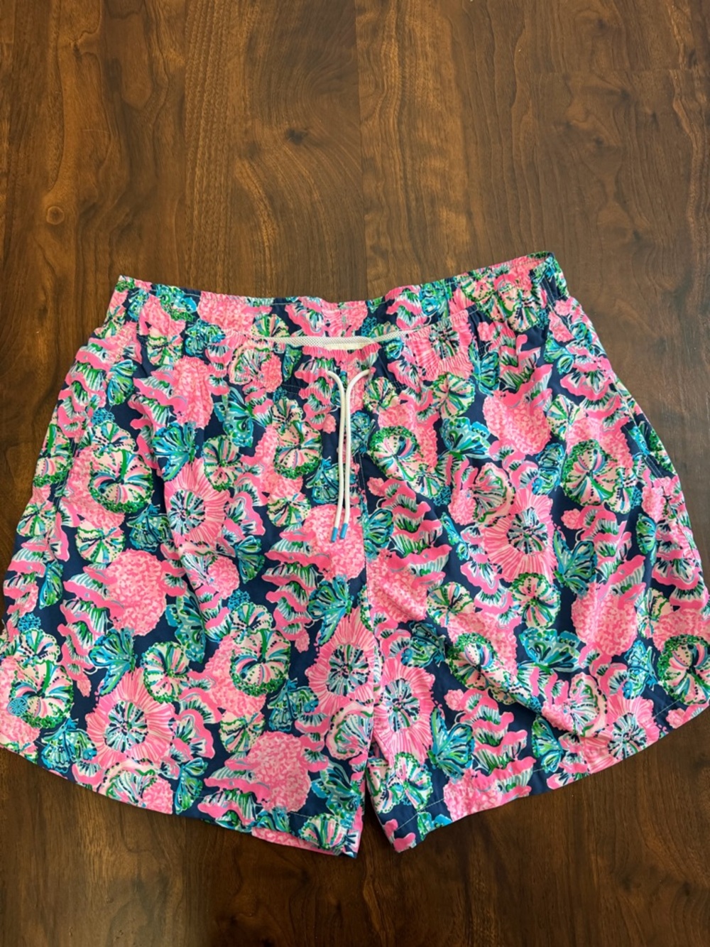 Lilly Pulitzer Shroom With A View Capri Trunk Swim Shorts Pink Multicolored